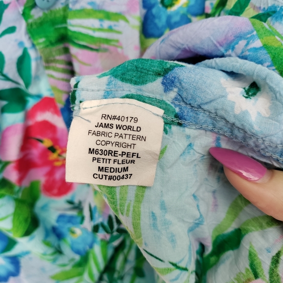 Rare Vintage Jams World Floral Shirt and Pant Set Pajamas Vacation Tropical - Picture 4 of 12